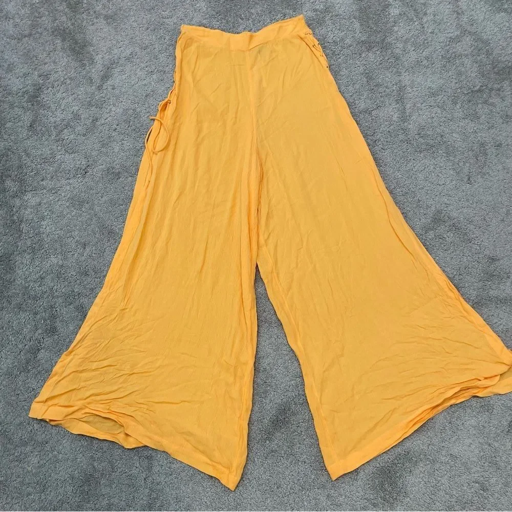 NWT ASOS Flourescent Orange Swim Cover Wide Leg  Pants Size 8